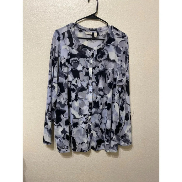 Logo by Lori Goldstein mesh button down abstract witchy gothic dark academia 2X - Picture 1 of 10